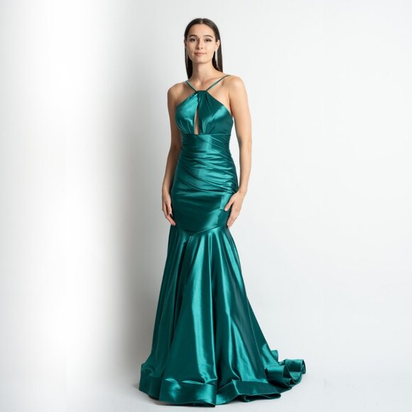 Rachel Allan 70240 Emerald Green Evening Gown Size 0 - Picture 1 of 3